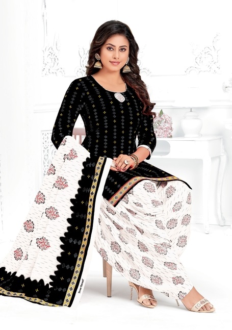 Shree Ganesh White And Black Printed Cotton Dress Material Catalog
